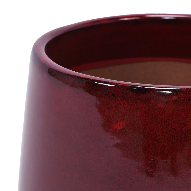 Pot à fleurs rouge moderne 4 pièces en pâte de haricot, polyvalent pour les espaces intérieurs et extérieurs sur le patio, le jardin, les rebords de fenêtre avec un pot de fleurs en céramique ultrabrillant et fini comme la résistance au gel