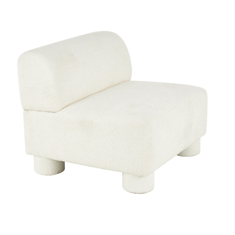 Polyester Square Boucle White Accent Chair