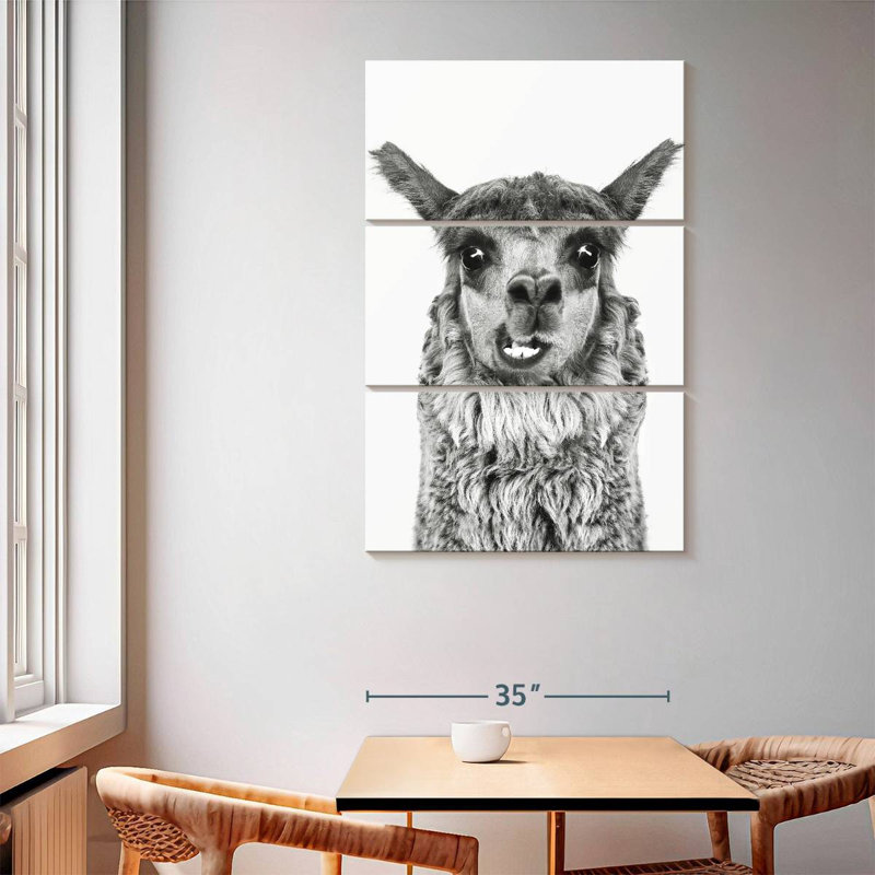 Brampt Happy Alpaca en noir et blanc, H 65 po x l 42 po