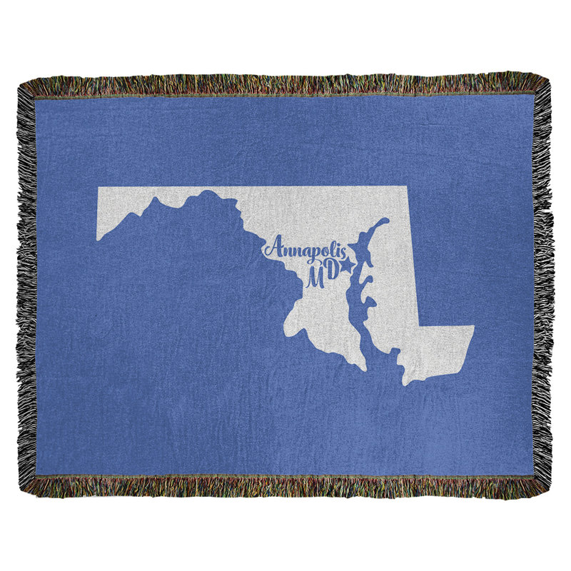 Jeté en coton annapolis maryland, 50 po x 60 po, Bleu