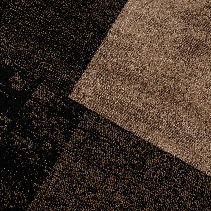 Tapis de couloir brun à blocs géométriques, Rectangle 4 pi x 6 pi