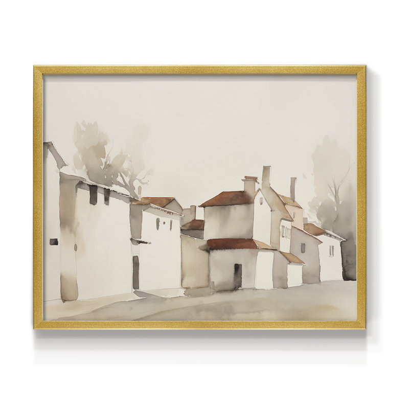 Paysages rétro-XL III - impression encadrée - réaménageable, H 22 po x l 28 po, Or