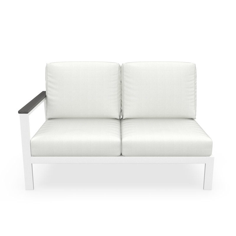 Causeuse modulaire d'extérieur gauche avec coussins Sunbrella, Orienté à gauche (vu de face), Toile blanche