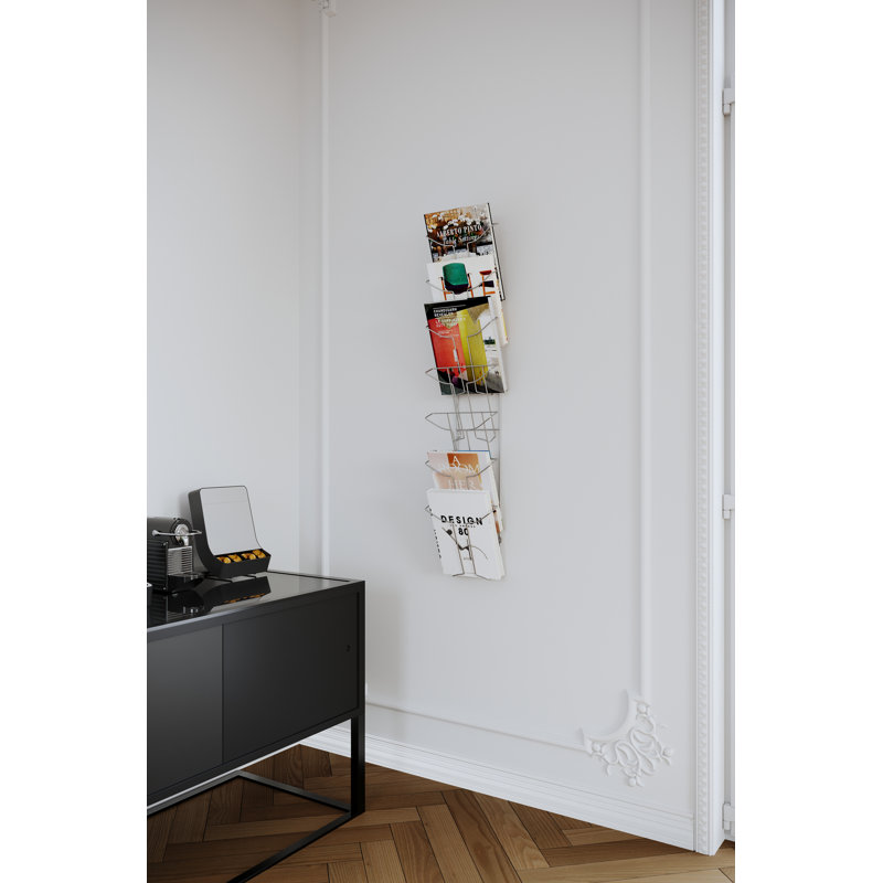 112Cm H Metal Magazine Rack, 112cm H x 78cm W x 4cm D