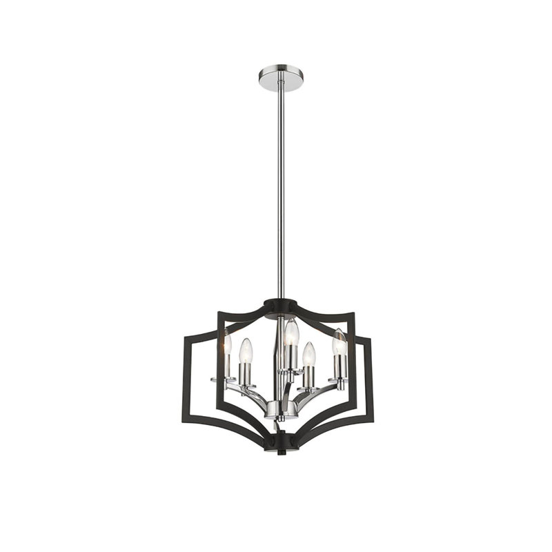 Modern 5-Light Black And Chrome Metal Pendant