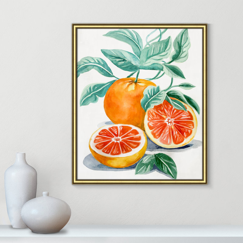 Mandaring Olives Mandarin Oranges I - peinture encadrée, H 26,75 po x l 22,75 po x P 0,9 po, Cadre doré