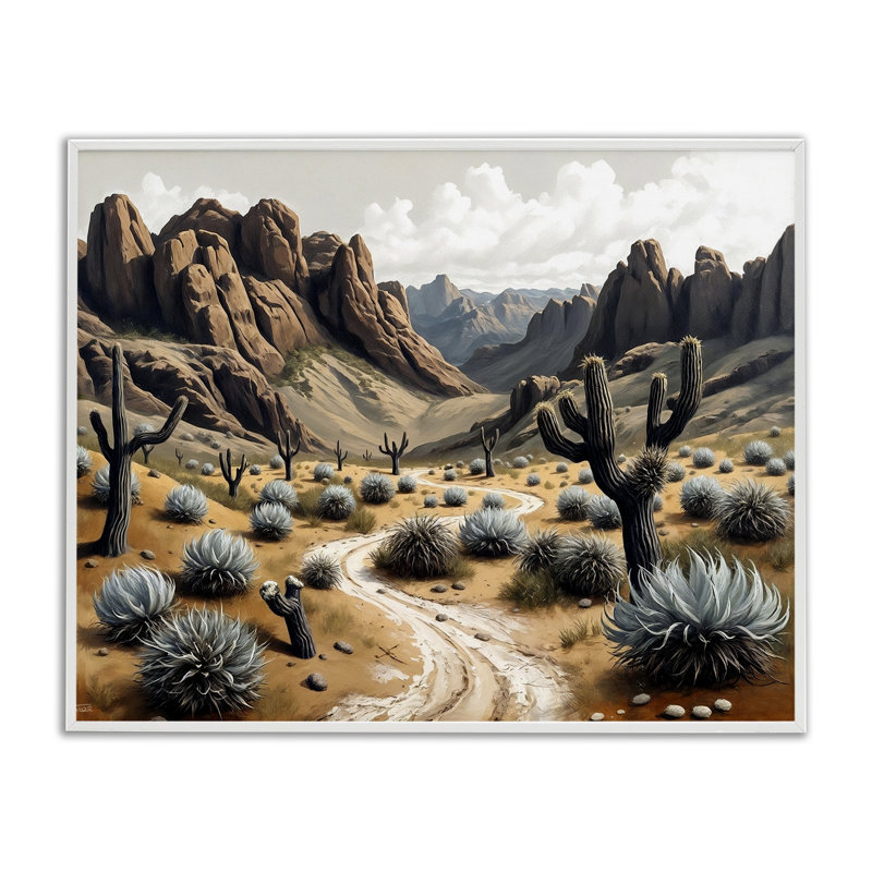 Cactus Canyons Pathway, giclée encadrée, design par Tabz Jones, H 11 po x l 14 po