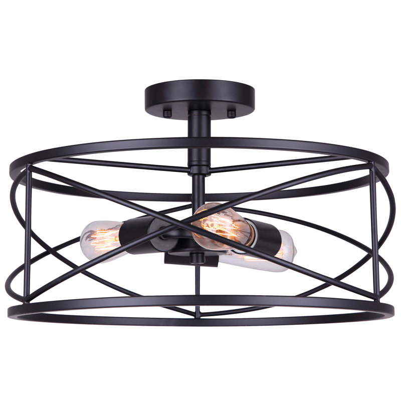 Adalid Steel Semi Flush Mount, Black