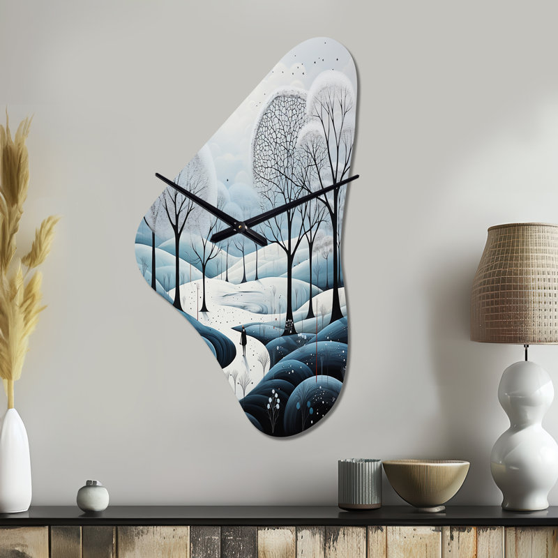 Horloge murale asymétrique scandinave bleue et blanche, Grand