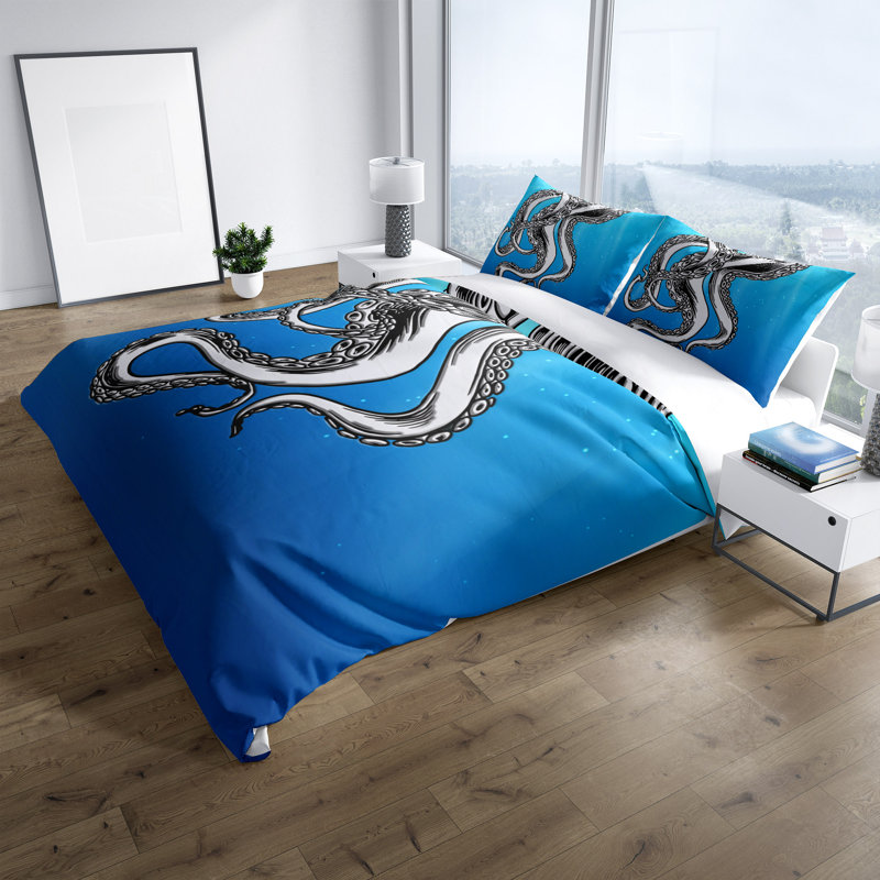  Ensemble de housse de couette Nautical Octopus Tentacles, Housse de couette très grand + 2 taies décorativ