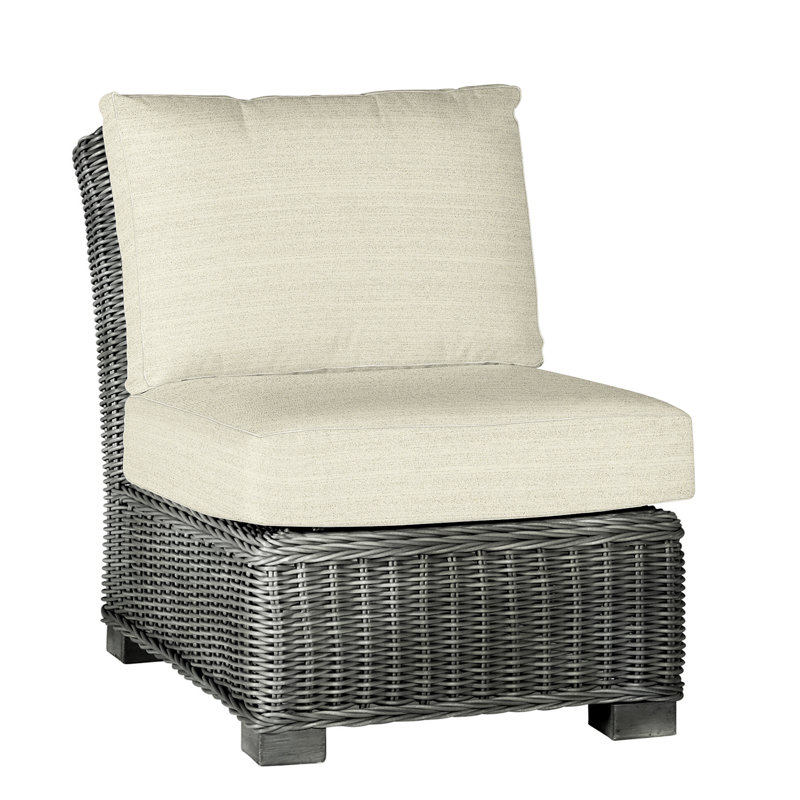 Rustic Woven Sectional Slipper Chair, Slate Gray, Welt, Bali Pearl