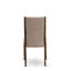 7 Piece Modern Dining Table Set Contains a Mid Century Dining Table and 6 Dark Khaki Linen Fabric Mid Century Chairs with High Back - Distressed Jacobean Finish-1788111164