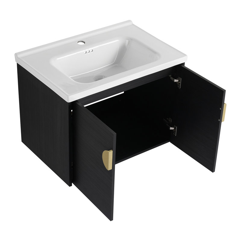 Flolinda 18.5'' Solid Surface Square Bathroom Sink, Black