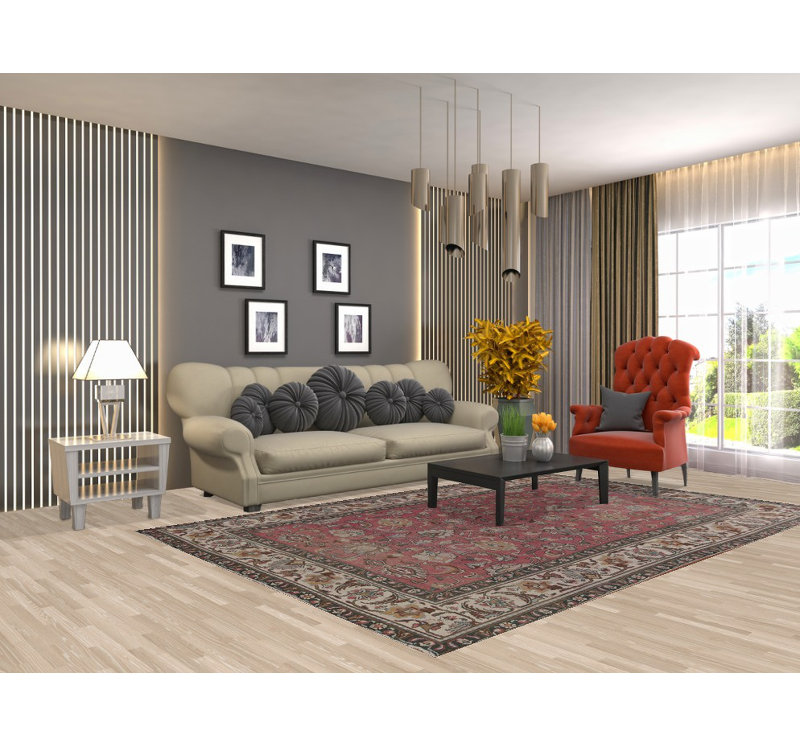 Tapis traditionnel floral rose 6 x 9