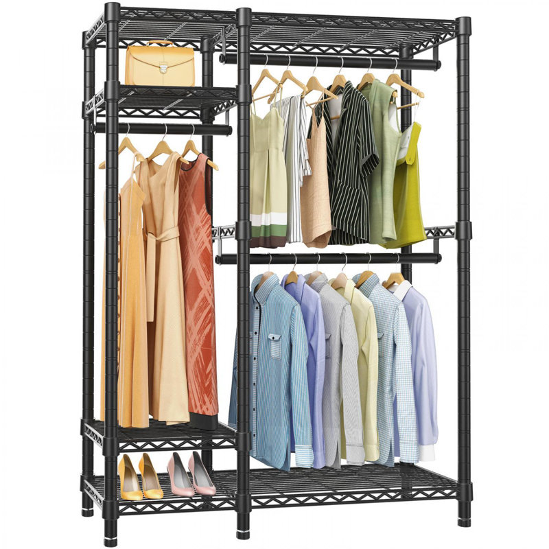 Black Heavy Duty Metal Freestanding Wardrobe Closet Rack