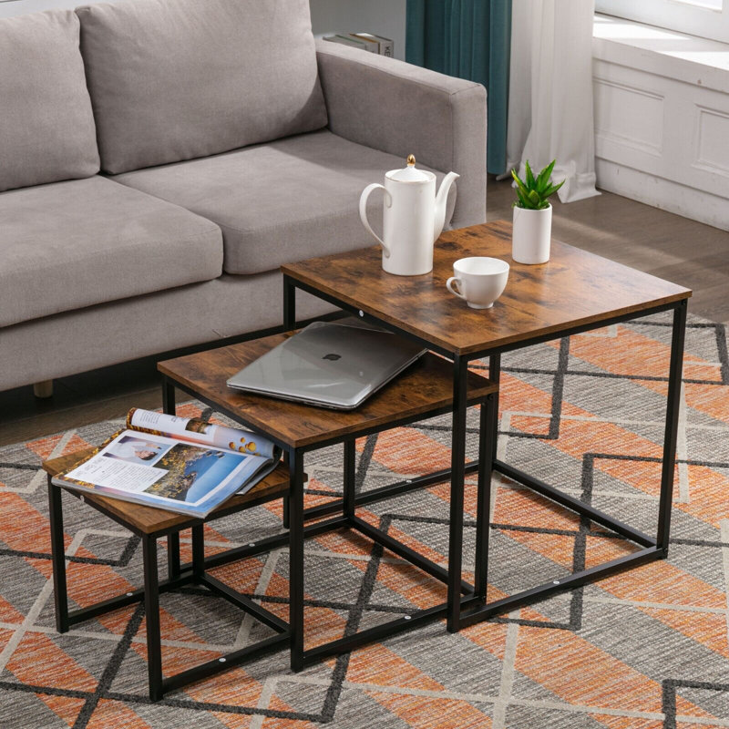 Antioch Frame Nesting End Tables, Dark Wood