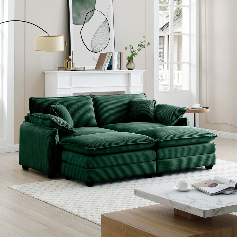 Canapé de cinéma deux places avec repose-pieds, Vert