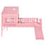 Lit mezzanine pleine grandeur rose avec toboggan, maisonnette en forme d'étoile en forme de lune, fenêtre et glissade à éclairage à DEL pour une pièce de détente ludique-130164969-130164971