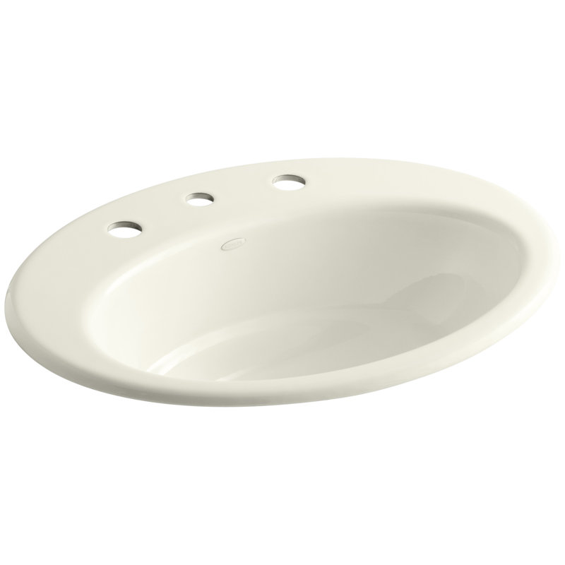 Thoreau Metal Oval Drop-In Bathroom Sink with Overflow, Biscuit
