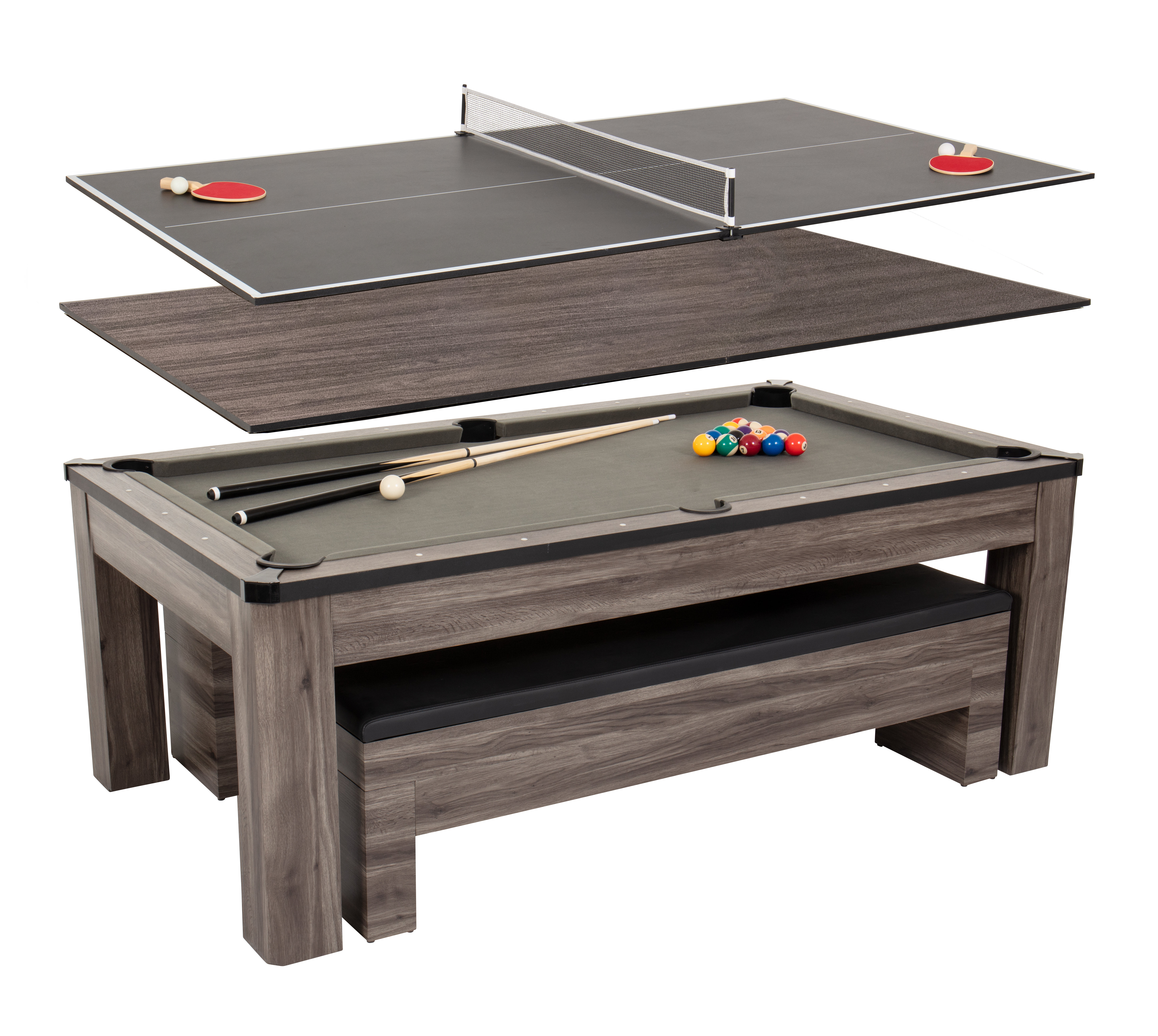 Hampton 3-In-1 Combo Game Table | Billiards + Ping Pong + Dining