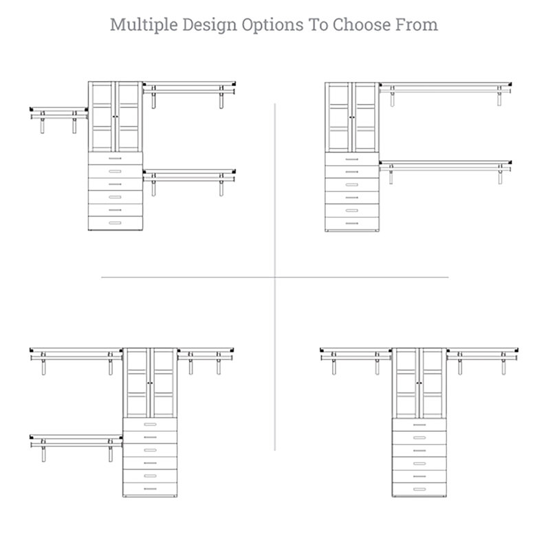 John Louis Home Solid Wood Reach-In Closet System with 6-Drawers and Glass Doors, Honey Maple