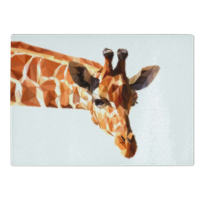 Glass Geometric Giraffe in Abstract Chopping Board