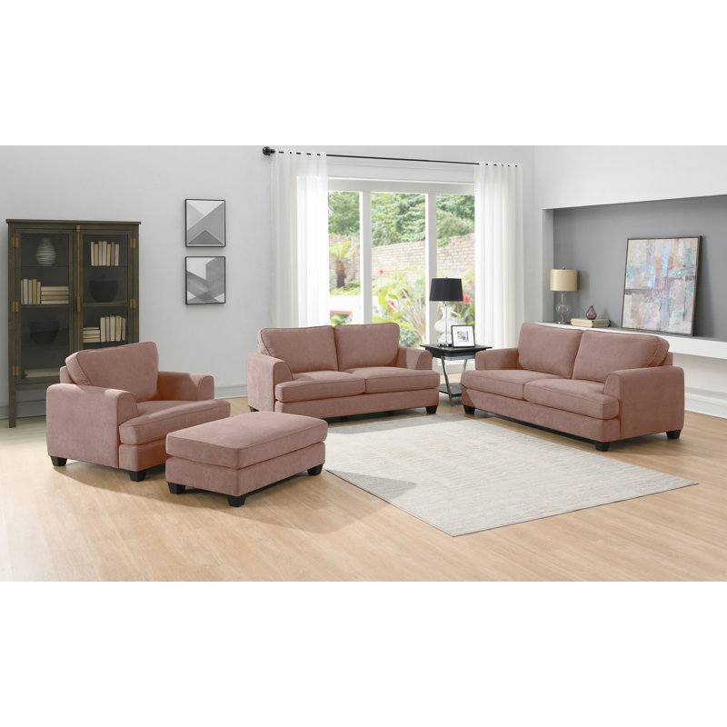99cm Wide Rectangle Solid Colour Footstool Ottoman, Flamingo