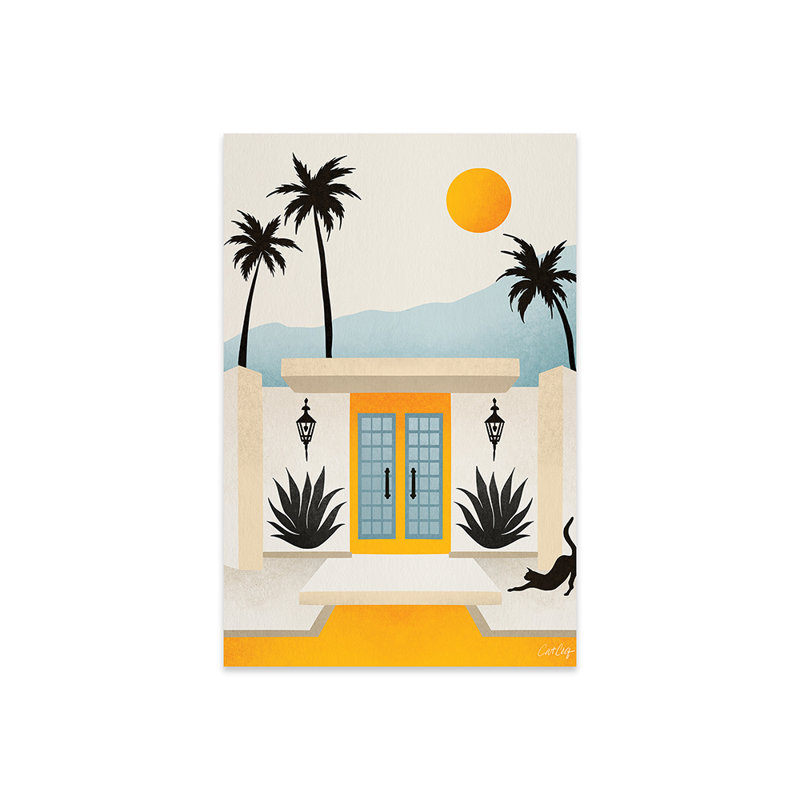 Palm Springs Home jaune et bleu par Cat Coquillette - impression non encadrée, H 32 po x l 24 po x P 0,25 po