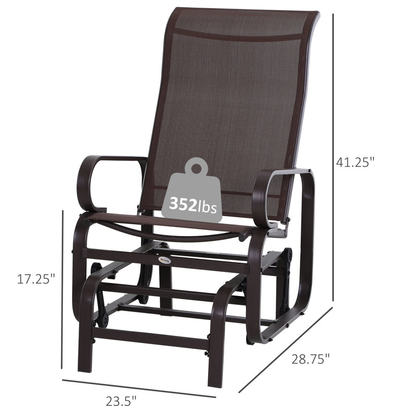 Outdoor Glider In Brown - Ergonomic Neck Support, Strong Frame Backyard Chair Comfortable, Lightweight, For Patio