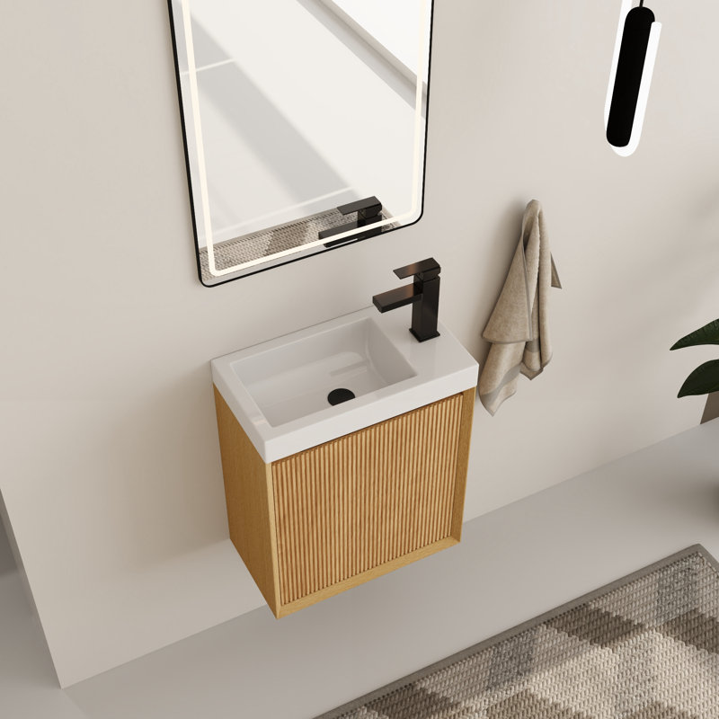 Paston 18'' Single Bathroom Vanity Set with Resin Vanity Top, Dark Oak