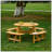 Outdoor 8 Person Picnic Table, 8 Person Round Picnic Table With 4 Built-In Benches, Umbrella Hole, Outside Table And Bench Set For Garden, Backyard, Porch, Patio-1459202688