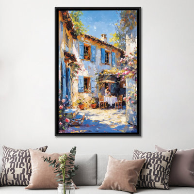 «Cafe Tables In The Shade», reproduction d'art murale encadrée