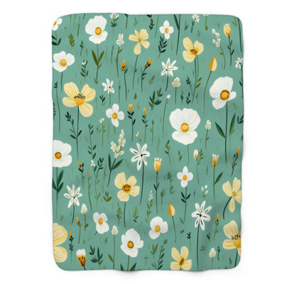 Mini fleurs - couverture sherpa de qualité supérieure 1 pièce