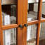 Vintage Curio, portes en verre, fermeture magnétique, éclairage à DEL avec tablettes réglables, armoire en chêne antique blanc foncé, poignée en métal, support stable,