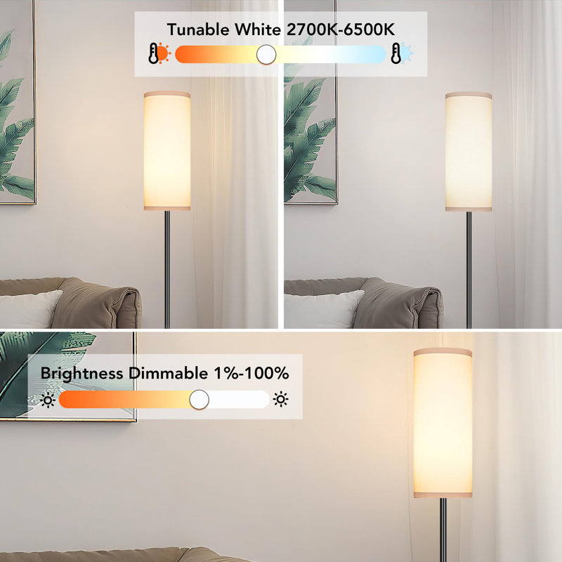 Smart Floor Lamp With Matter Smart Bulb, Dimmable Colour Temperature, Voice Control, White