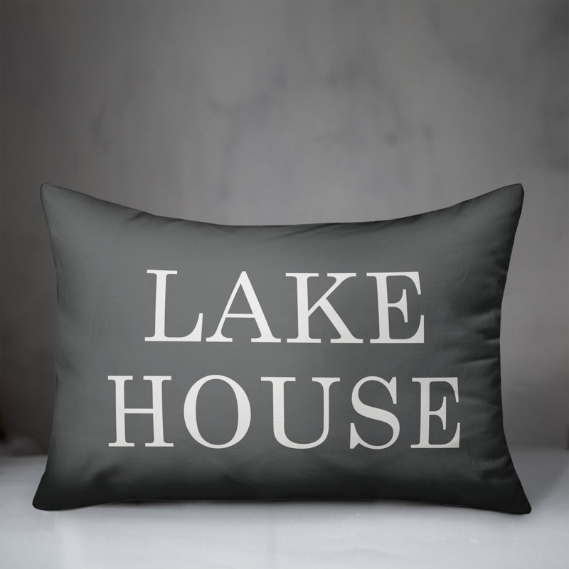  Lake House Outdoor Rectangular Pillow Cover & Insert, Gray /White 