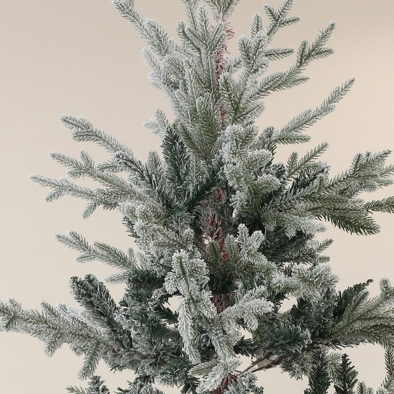 Arbre de Noël artificiel pin 7,5 pi avec 1218 pointes enneigées, support en métal pliable, assemblage facile, arbre de Noël à charnières pour les fêtes à la maison