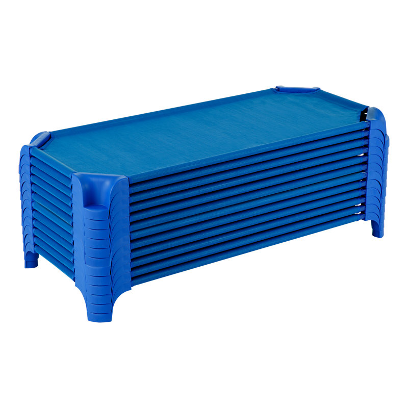 Heavy-Duty Mesh Fabric Stackable Daycare Cots (Set of 12), Blue, Standard