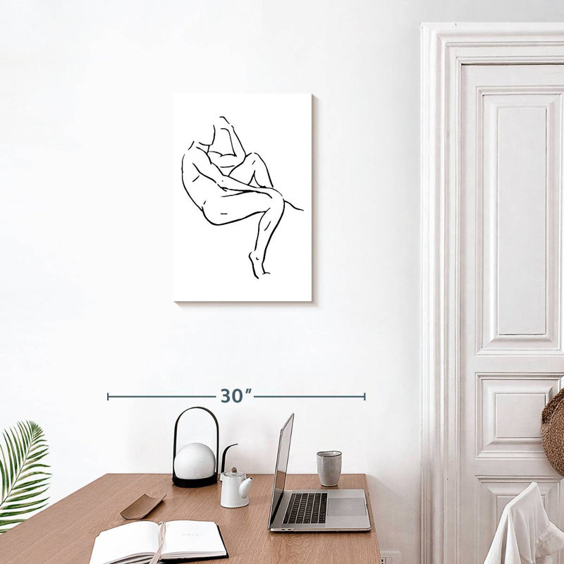 Leisha, dessin du corps de l'homme II - noir et blanc, H 24 po x l 16 po
