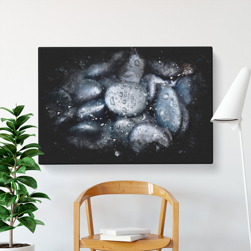 Black Pebbles - Wrapped Canvas Print, 40cm H x 60cm W x 3cm D