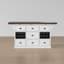 Bar à domicile extensible avec support à vin, 7 tiroirs et rangement - Panneau de fibres à densité moyenne, blanc et grain de bois