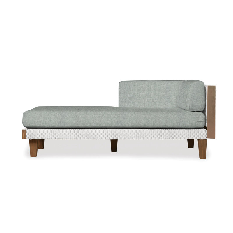 Catalina Outdoor Teak Chaise Lounge, White, Beach Navy