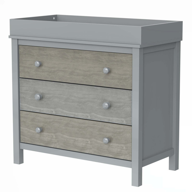 Commode 3 tiroirs Khamille, Gris