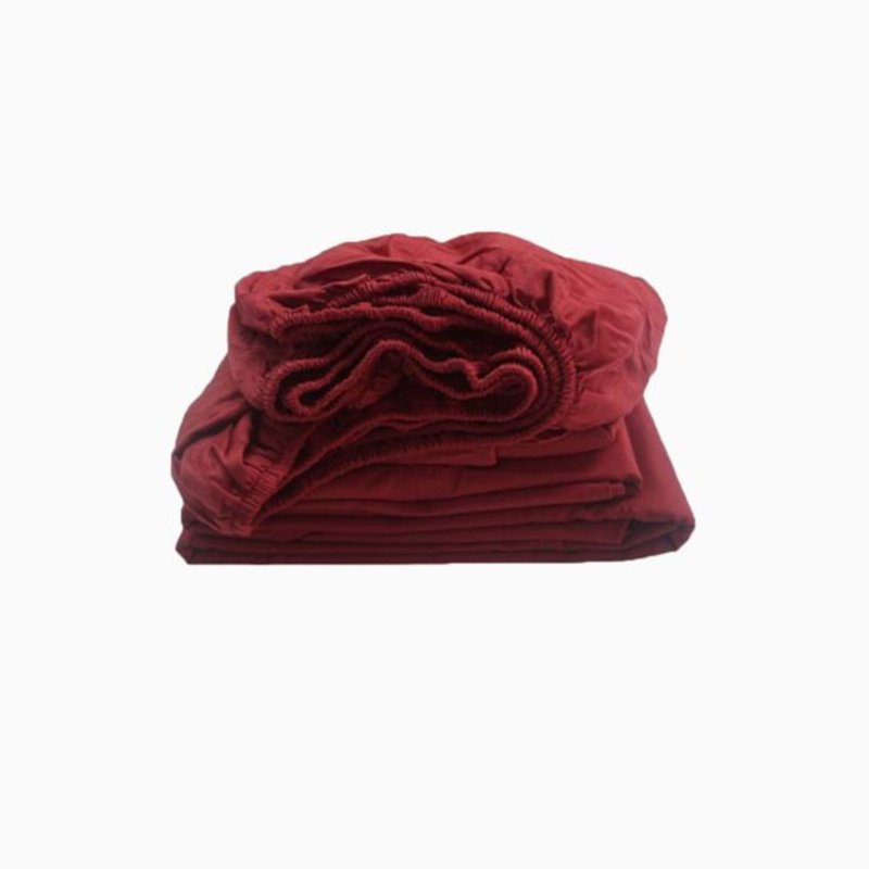 400TC Sateen Solid Cotton Fitted Sheet Fits Upto 20" Deep Pocket, Twin Fitted Sheet, Burgundy