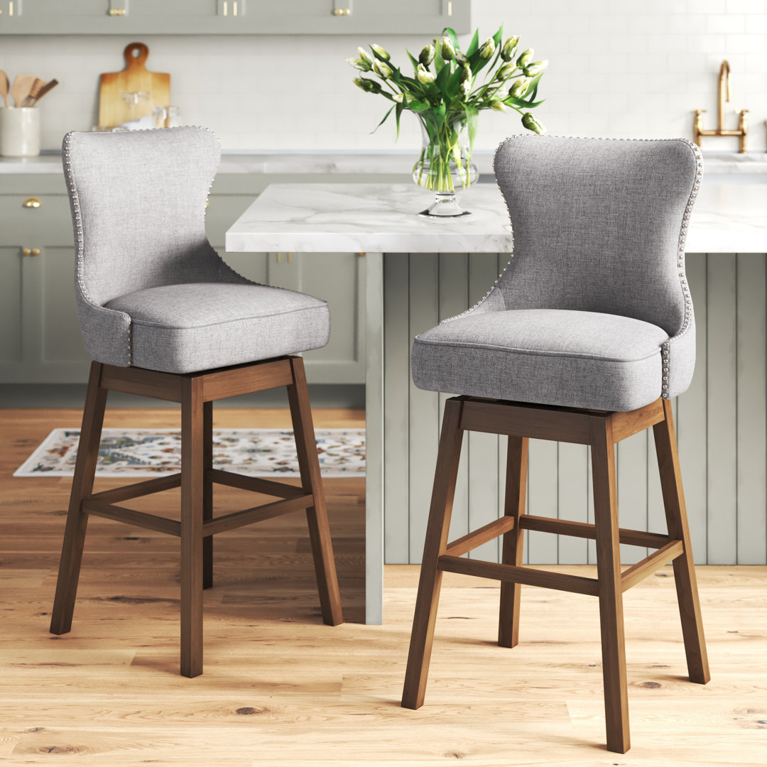 Wadley Swivel Bar Stool (Set of 2) Three Posts™ Upholstery 