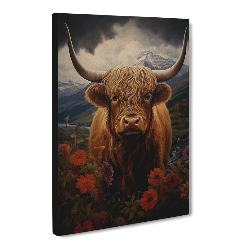 Highland Cow Classicism - Wrapped Canvas, 60cm H x 40cm W x 3cm D