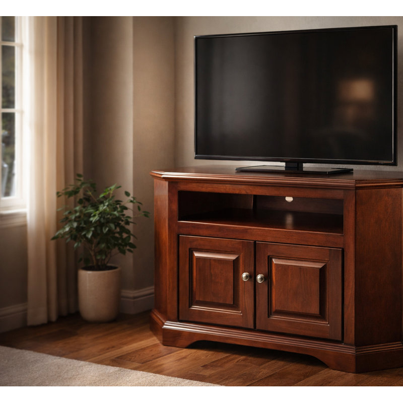 Meuble télé de coin en bois massif pour téléviseur de 40 po ou moins Boltongate, Rouge sang de bœuf
