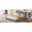 Grand lit plateforme tapissier avec tissu en velours, lit au sol avec cadre uni, beige-1774415382