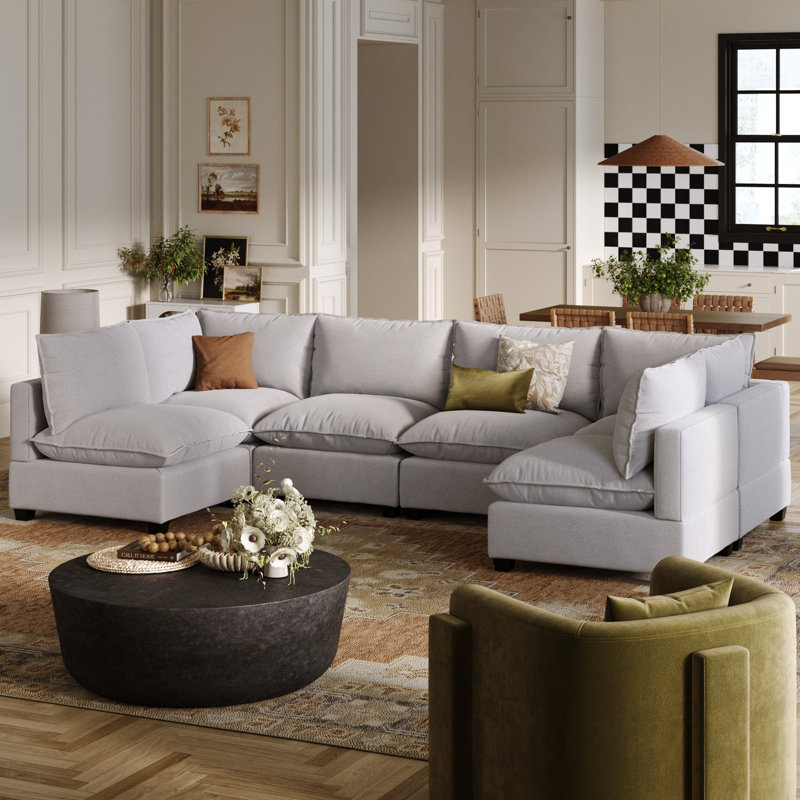 Canapé modulaire sans accoudoirs Somerdale Cloud, Velours côtelé beige