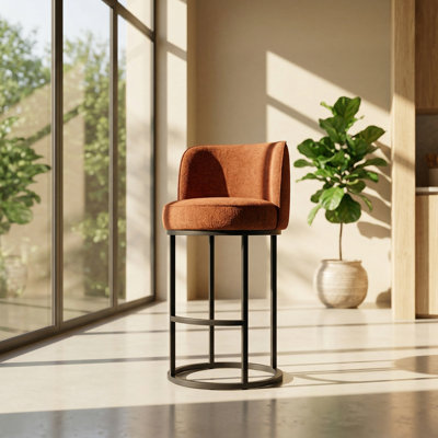 Hansen 19.49" W x 18.31" D x 34.84" H Upholstered Linen Set of 2 Barrel Counter Stools